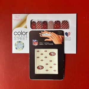 Color Street Glitter Nail Strips & 49ers Nail Tattoos